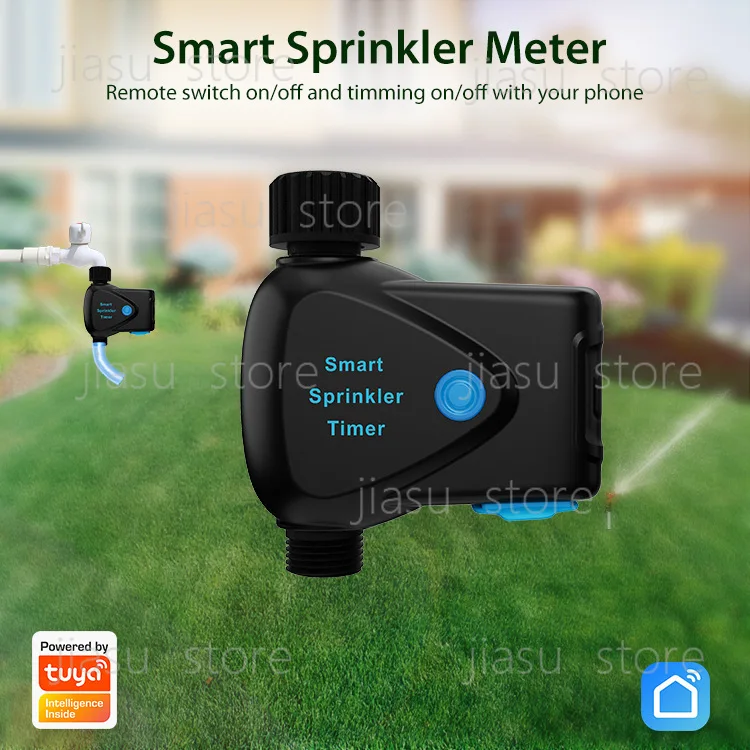 NEO Tuya WiFi Smart Single Channel Watering Timer, Built-in Meter, Remote & Timed Control via Phone for Home Plants
