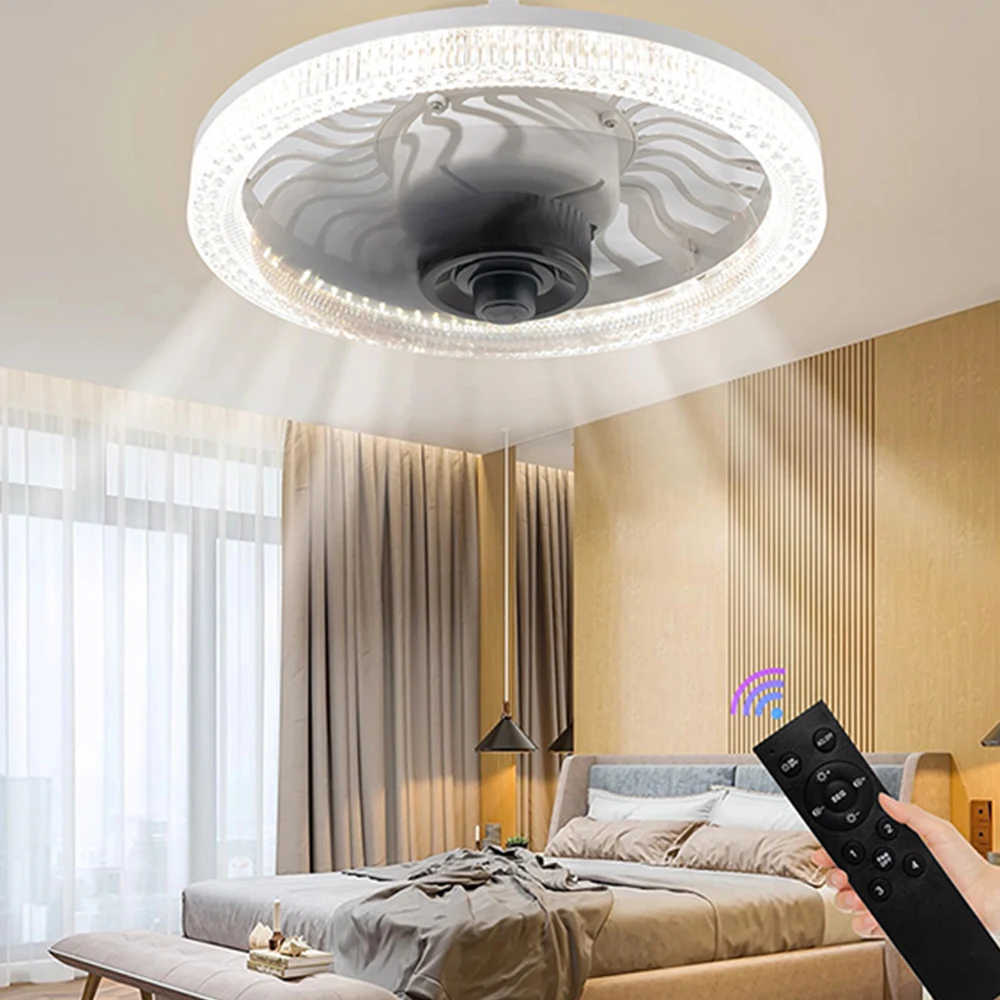 Socket Fan Light Socket Fan Ceiling Fan With Light Remote E27 Base 4 Speed Wind Adjustment Dimmable Light for Bedroom Kitchen