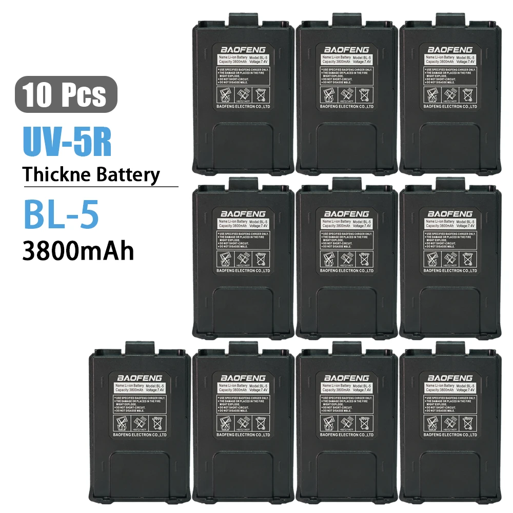 

10pcs Model BL-5 Thicker 3800mAh Walkie Talkie UV-5R Battery for Two Way Radio Baofeng Uv 5r Li-ion Battery For Uv-5ra uv-5re