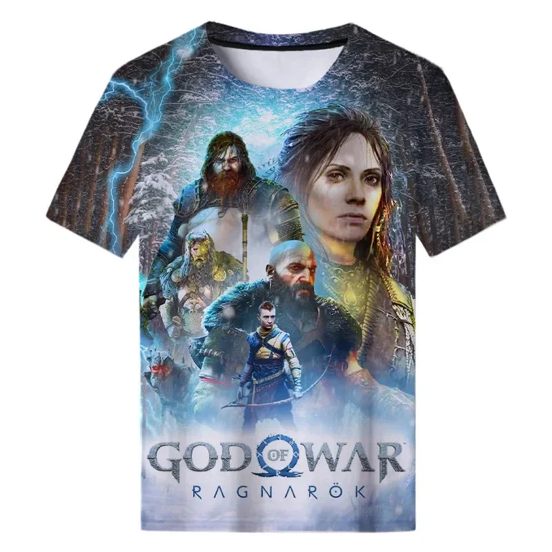 Summer Games God of War 3D Printed T-shirt Street Casual Men's and Women's Fashion Loose O-collar Children's T-shirt Top Clothin