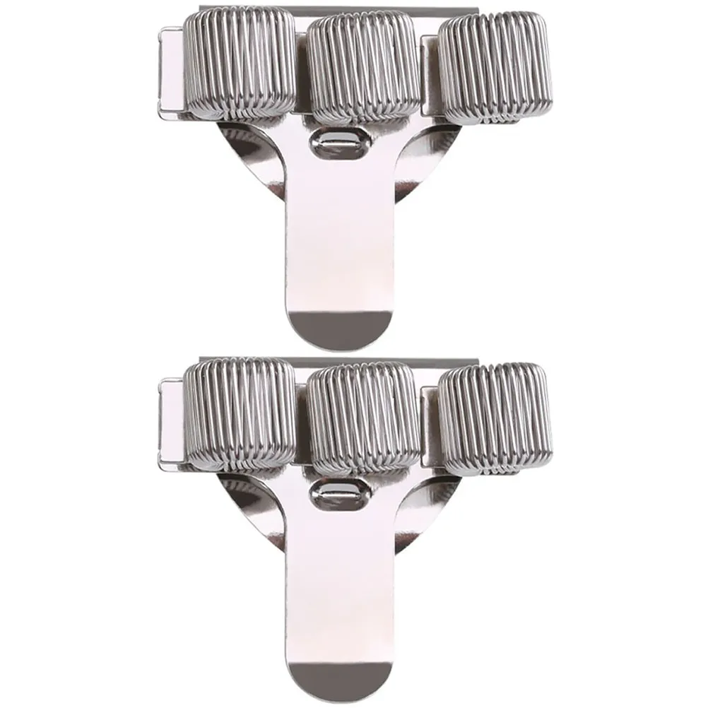 Carbon Steel Pen Holder Clip for Binder Notebook – Triple-Hole Spring Metal Pen Loop (2 pcs)