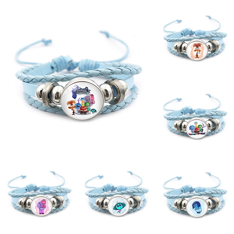 Disney Inside Out Braided Bracelet Jewelry Accessories Riley Disgust Sadness Joy Fear Anger Trend Leather Bracelet Kids Toy Gift