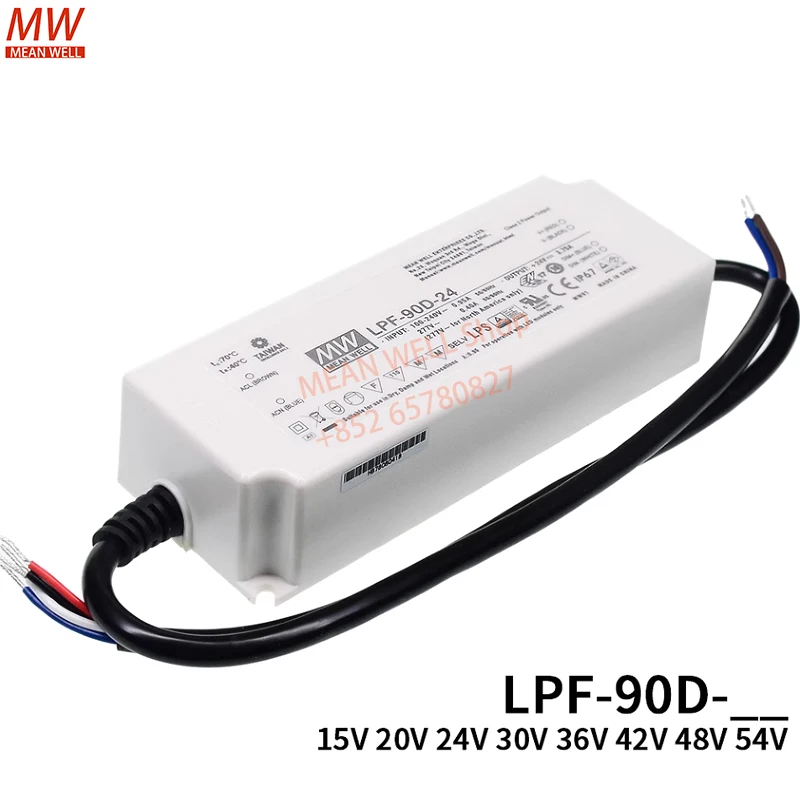 MEAN WELL 90W Constant Voltage + Constant Current LED Driver Waterproof Power Supply LPF-90D-36 PFC Plastic Case for Lighting