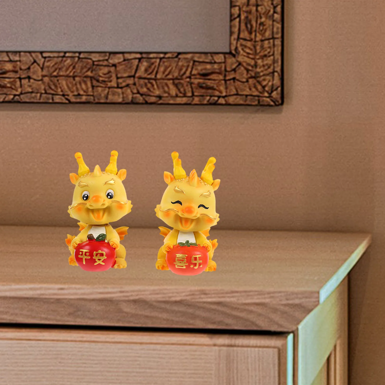 

2 Pcs Dragon Miniature Figurines Resin Handicraft Ornaments Household Year of The Decoration Figure