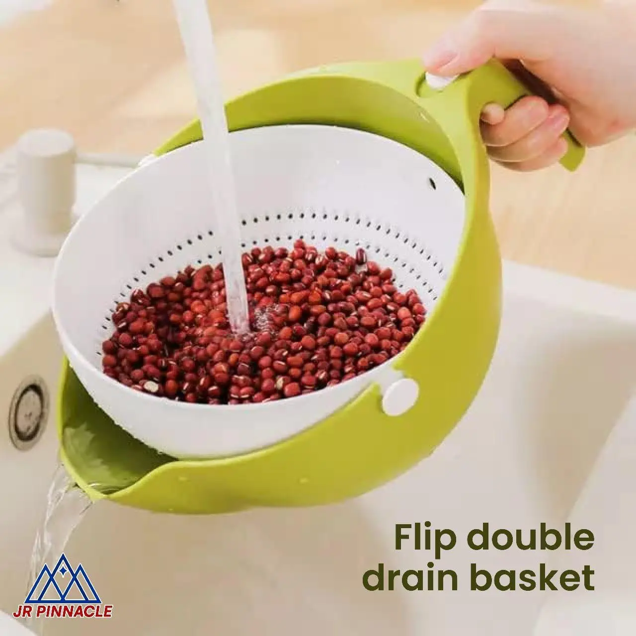 Kitchen Colander Rotating Washing Basket 2 in 1 Strainer Bowl with Handle for Fruit Vegetables Pasta - view 3