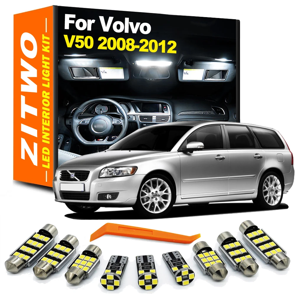 ZITWO 15 szt. Kompletna zestaw oświetlenia wnętrza LED z gniazdem do Volvo V50 MK2 2008 2009 2010 2011 2012 kopułowa lampa bagażnika