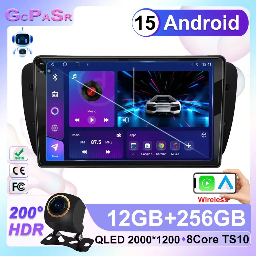 

Car Radio CarPlay For Seat Ibiza MK4 6J 2008-2015 Android 15 Multimedia Player Navigation GPS Bluetooth 4G WIFI Car Head Unit BT