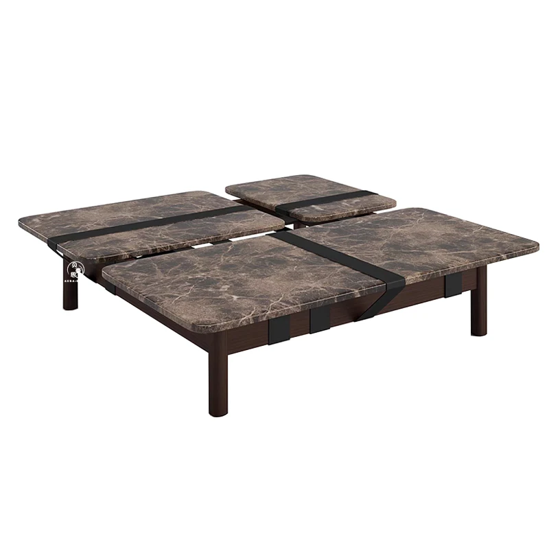 

Light luxury solid wood coffee table, modern high-end living room home combination, marble coffee table