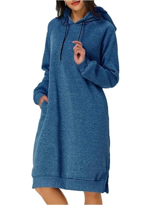 

Autumn And Winter Hooded Pocket Dress Bottoming Shirt Mid-length Sweatshirt For Women Ropa Para Mujer Women's Sweatshirt