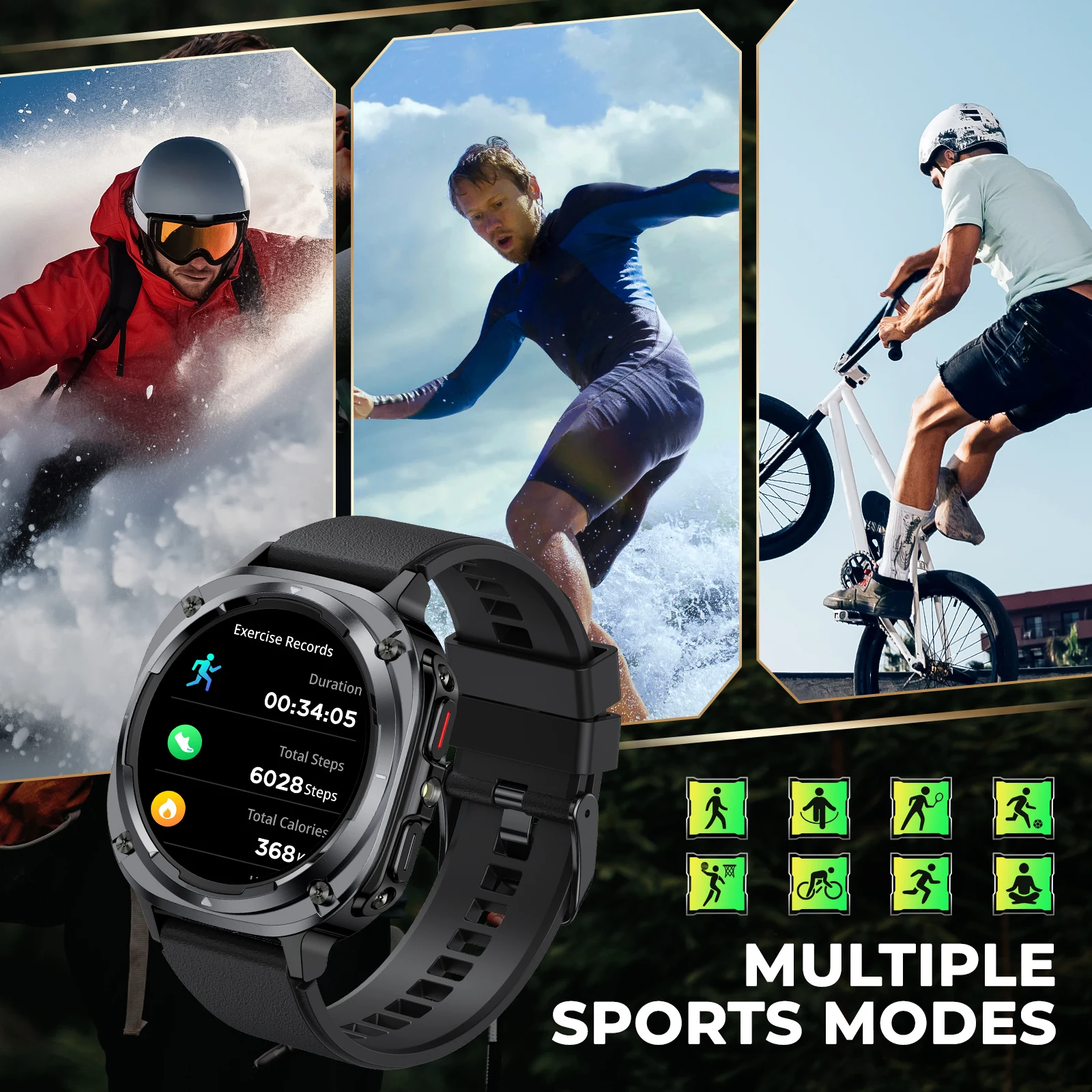 EIGIIS Smart Watches for Men with 1.39"HD Screen Sport Modes Heart Rate Sleep Detection Local Music IPx8 Waterproof Smartwatch