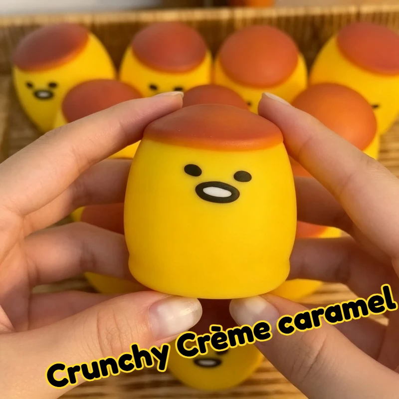Crunchy Egg-shape Caramel Pudding Squishy Handmade Ball Slow Rebound Fidget Squeeze Toy Sensory Anxiety Relief Stress Toy ASMR