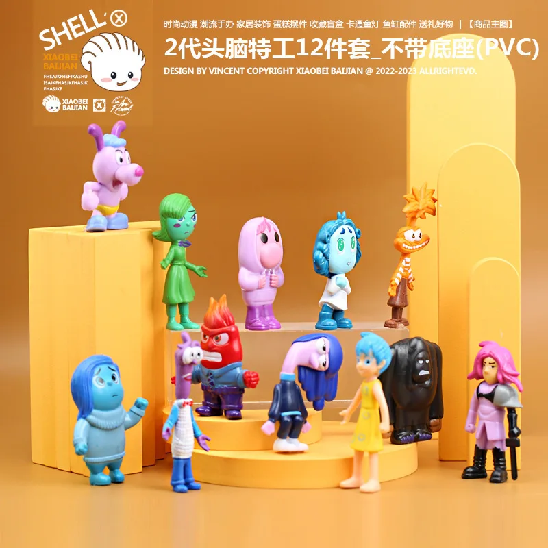 12Pcs/Set Disney Inside Out 2 box Action Figure Toy Cartoon Movie Joy Anxiety Anger Sadness Disgust Fear Model Doll Kids Gift