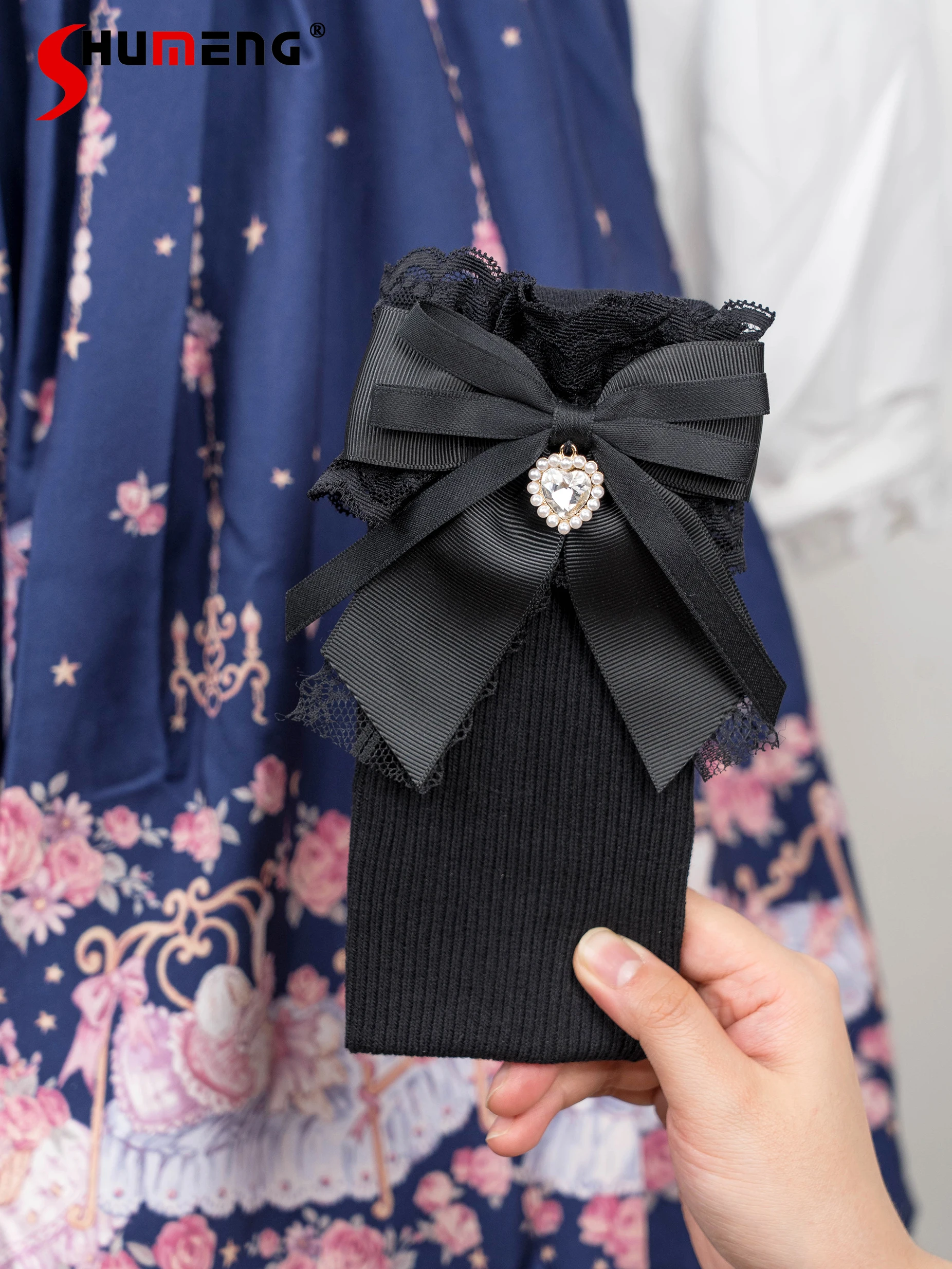 Japanese Lolita Lace Leg Shaping Big Bow Long Tube Socks 2023 Autumn and Winter New Sweet Woman Calf Over The Knee Cotton Socks