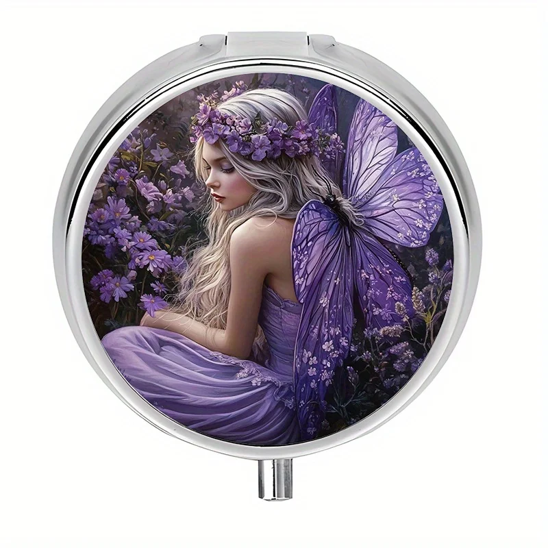 Single pack, 3-compartment wallet-style pill box, fairy-style portable pill box, portable decorative pill box, unique gift, compact pill case