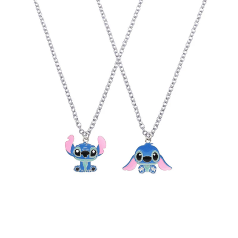 Disney Cartoon Lilo & Stitch Metal Necklace Anime Stitch Pendant Kawaii Necklaces for Women Jewelry Children's Gifts Wholesale