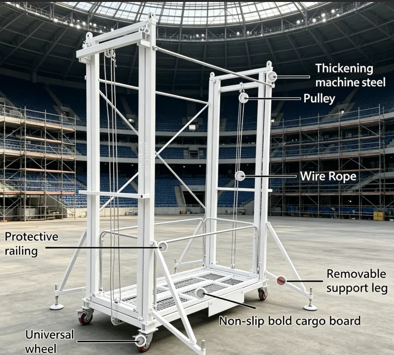5m Electric Steel Scaffold Lift for Indoor Construction Decoration Portable Electric Scaffolding Hoist Lifting Remote Control