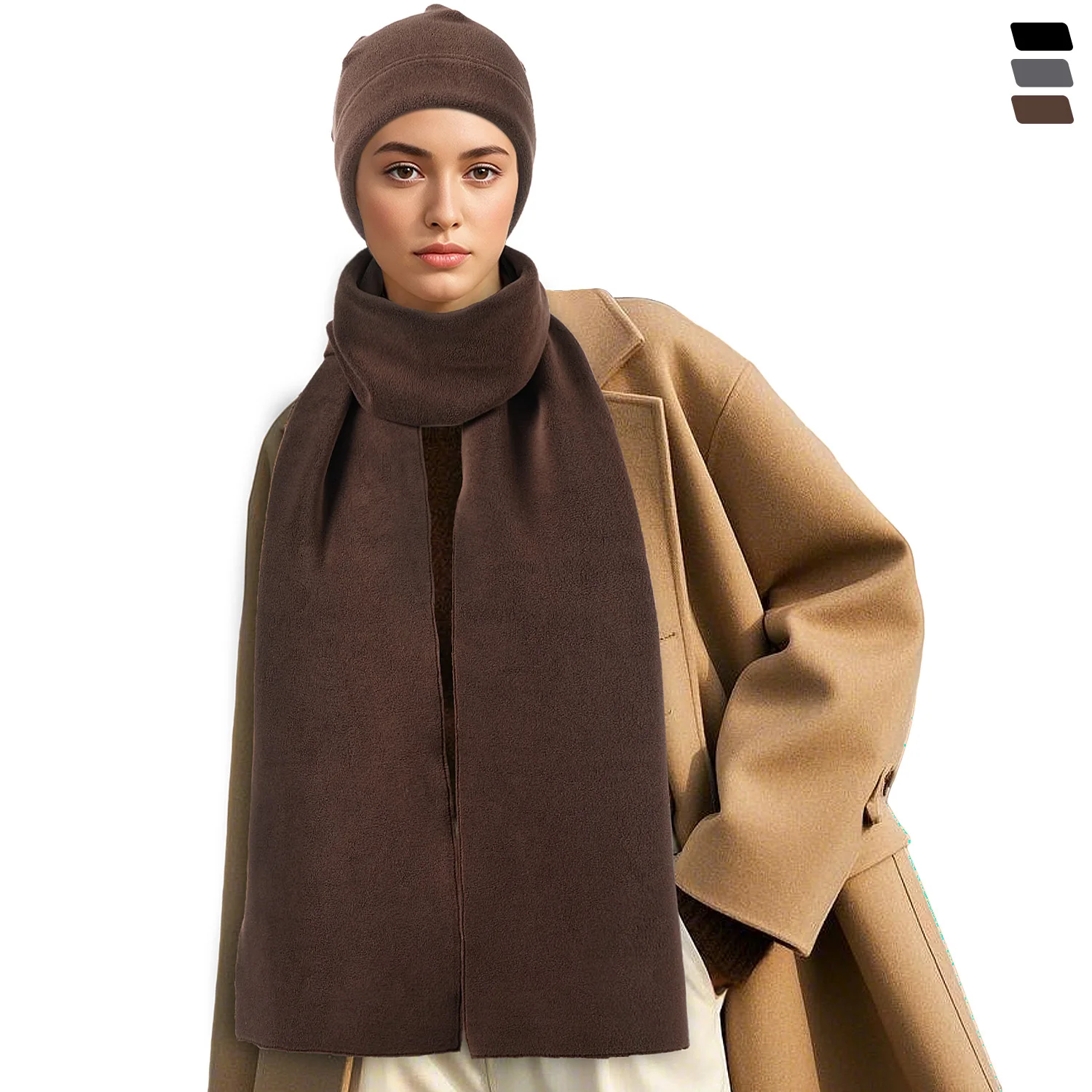 الأكثر مبيعا مجموعة النساء الرجال أزياء الشتاء الدافئة شالات محبوكة الباشمينا لون نقي الرقبة الكشمير وشاح قبعة قبعات