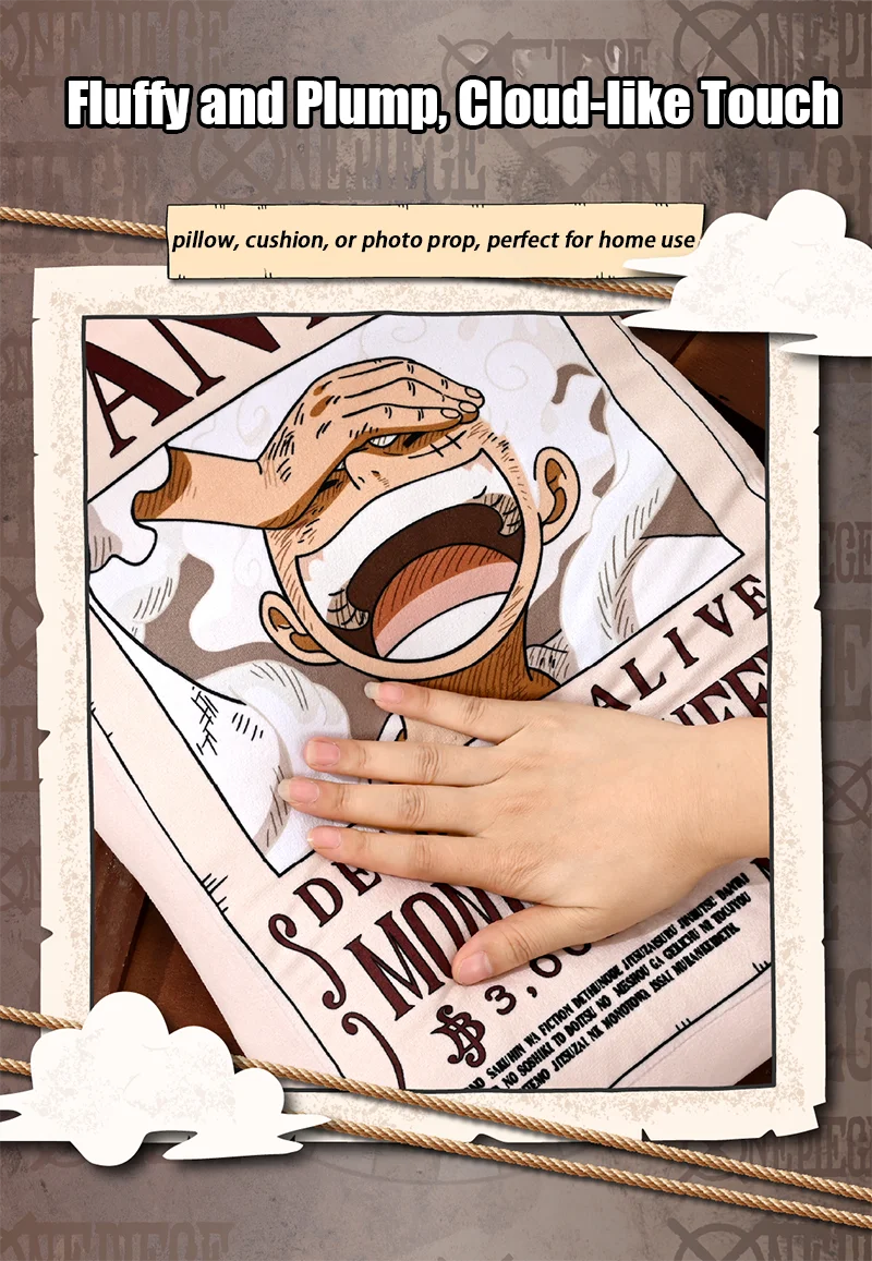 1 Stück Offizielles One Piece Wanted Poster Kissen, Doppelseitiges Anime-Dekokissen für Zuhause, Sofa, Büro, Schlafzimmer, Sammlerstück, Geschenk. – Detail 5
