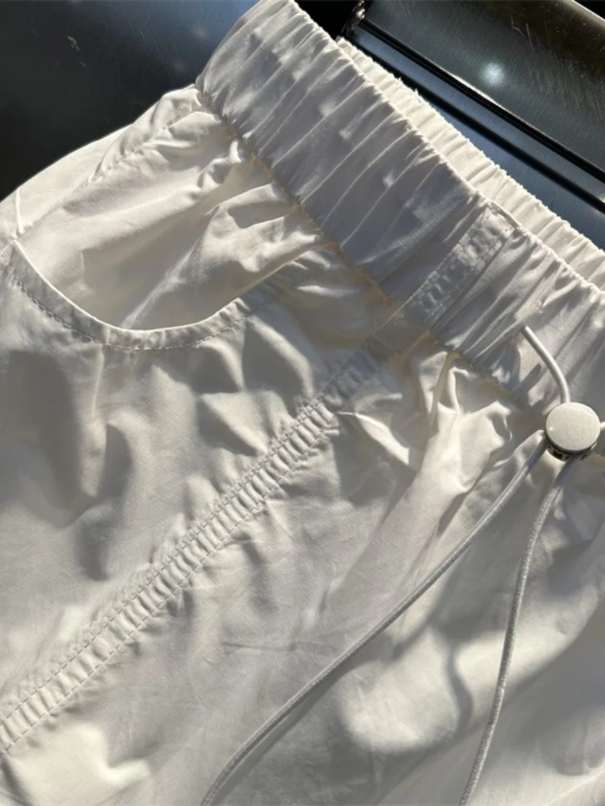 Summer New Drawstring Design Multi-Pocket Workwear A-Line  Skirt Loose Slimming Casual Versatile Anti-Light Skirt