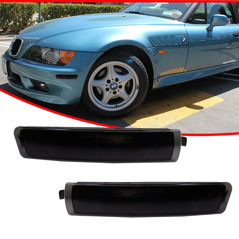 Smoked Lens Car Front Fender Side Marker Light Housing Shells For 1996-2002 BMW Z3 M Coupe Roadster, No Bulb / Socket