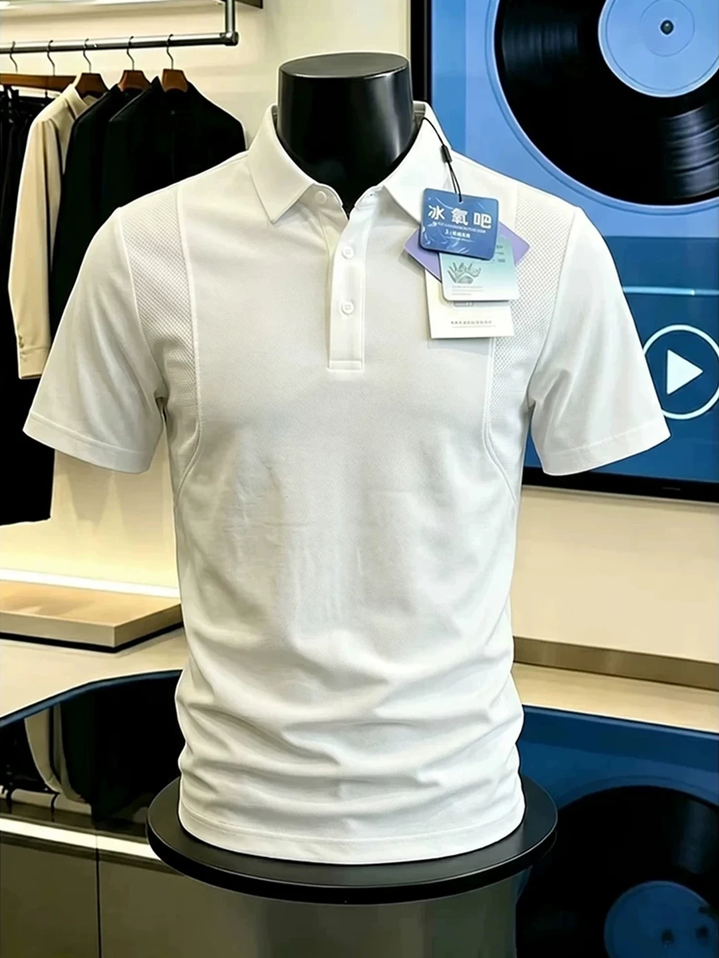 Ice Silk Business  Shirt Men Summer Lightweight Breathable High-End Feeling Short Sleeve American Shoulder Deep Grey T-shirt