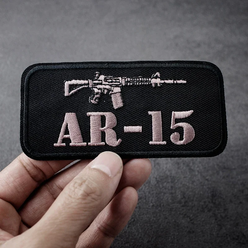 AR-15 Size:10x4.8cm Embroidery Patches for T-shirt Iron on Stripes Appliques Clothes Stickers Sew on Badges