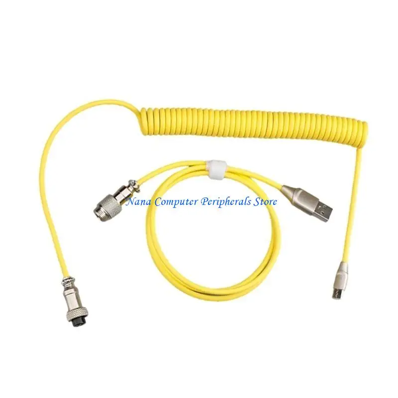 F68C Type C USB Cable Mechanical Keyboards Coiled Cable Wire Mechanical Keyboards Aviators Desktop Computer Aviation Connectors