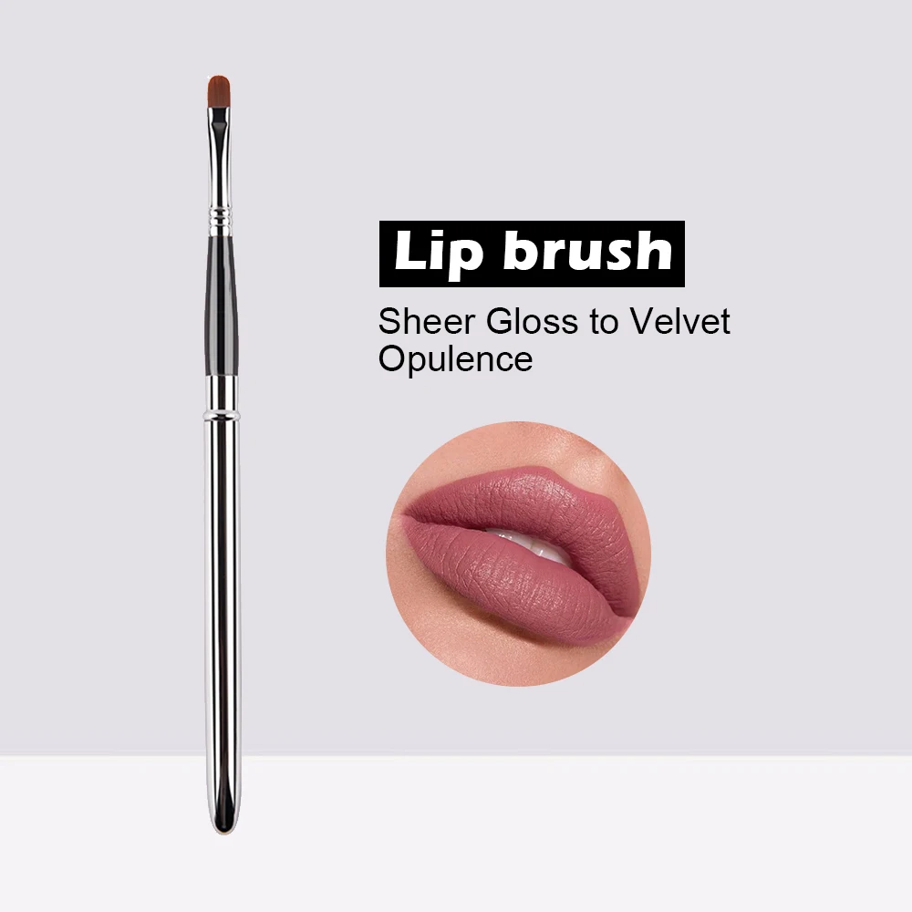 Portable Gold Silver Lip Gloss Makeup Brush Pen Metal Handle Cosmetic Lipgloss Lipstick Brush With Protect Cap