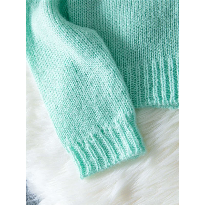 ABXF-Damen Casual V-Ausschnitt Langarm Strickjacke Herbst und Winter einfarbig Knopf Strickpullover Jacke