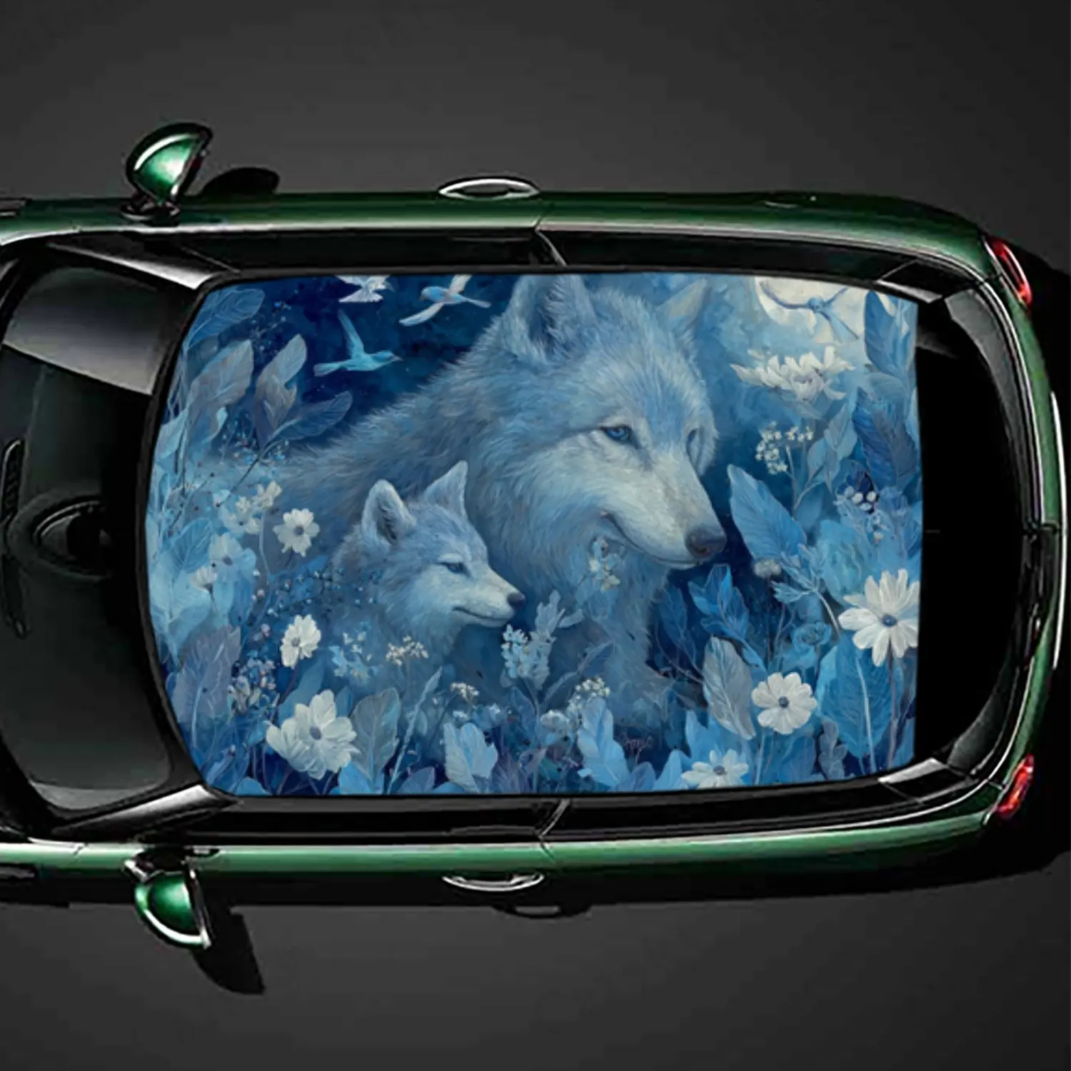 

Serene Tender Wolf Cub Moonlit наклейка на крышу автомобиля ПВХ самоводонепроницаемая палка, яркие авто внешние аксессуары украшения Protec