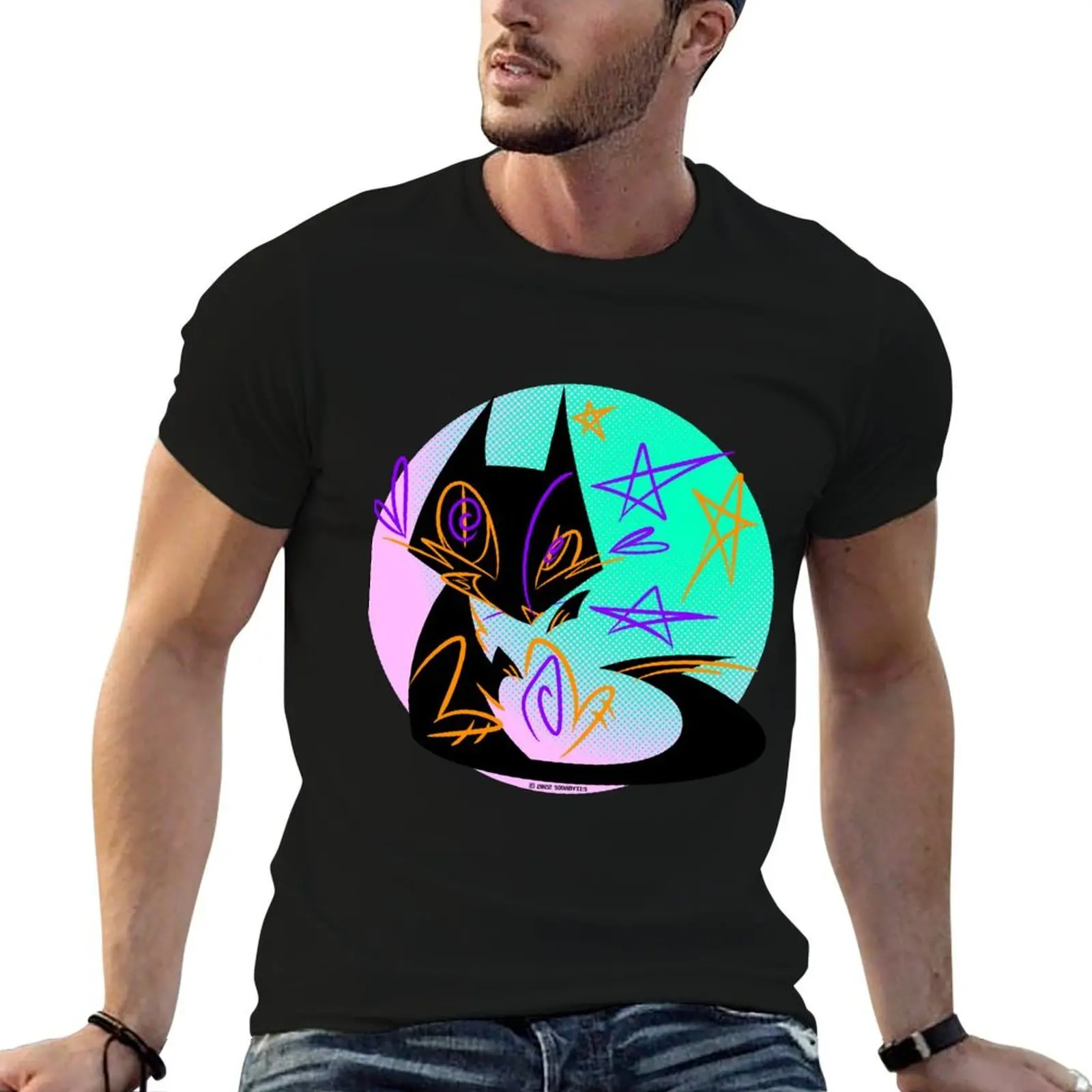 

Colorful Black Cat T-Shirt t shirts cotton 100% cotton t shirt pack man t shirt cotton high quality T-shirt