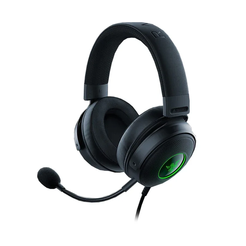 Razer Kraken V3 Wired USB Gaming Headset Triforce Titanium THX Spatial Audio Hybrid Fabric Leatherette Memory Foam Cushions