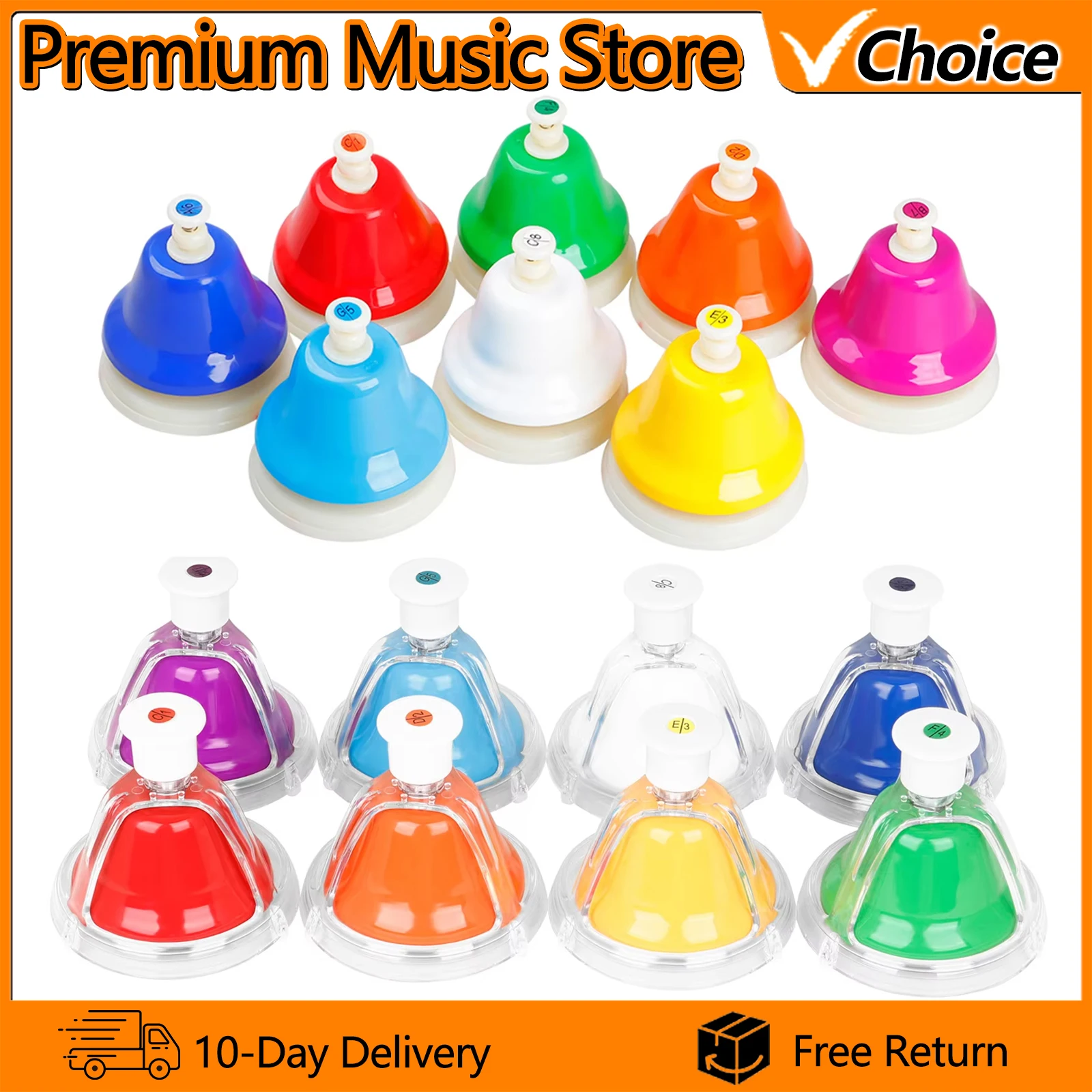 Mini Musical Instrument Set Colorful 8-Note Hand Bell Early Enlightenment Education Beautiful Accessories Christmas Best Gift