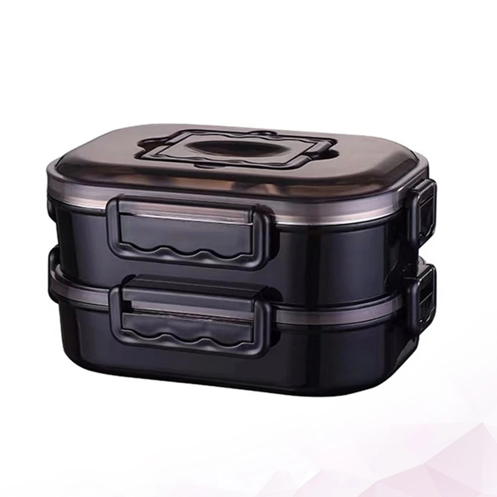 

Double Layer Lunch Box Portable Stainless Steel Heat Preservation Food Container Leakproof Lock Catch For Office Work Hidden
