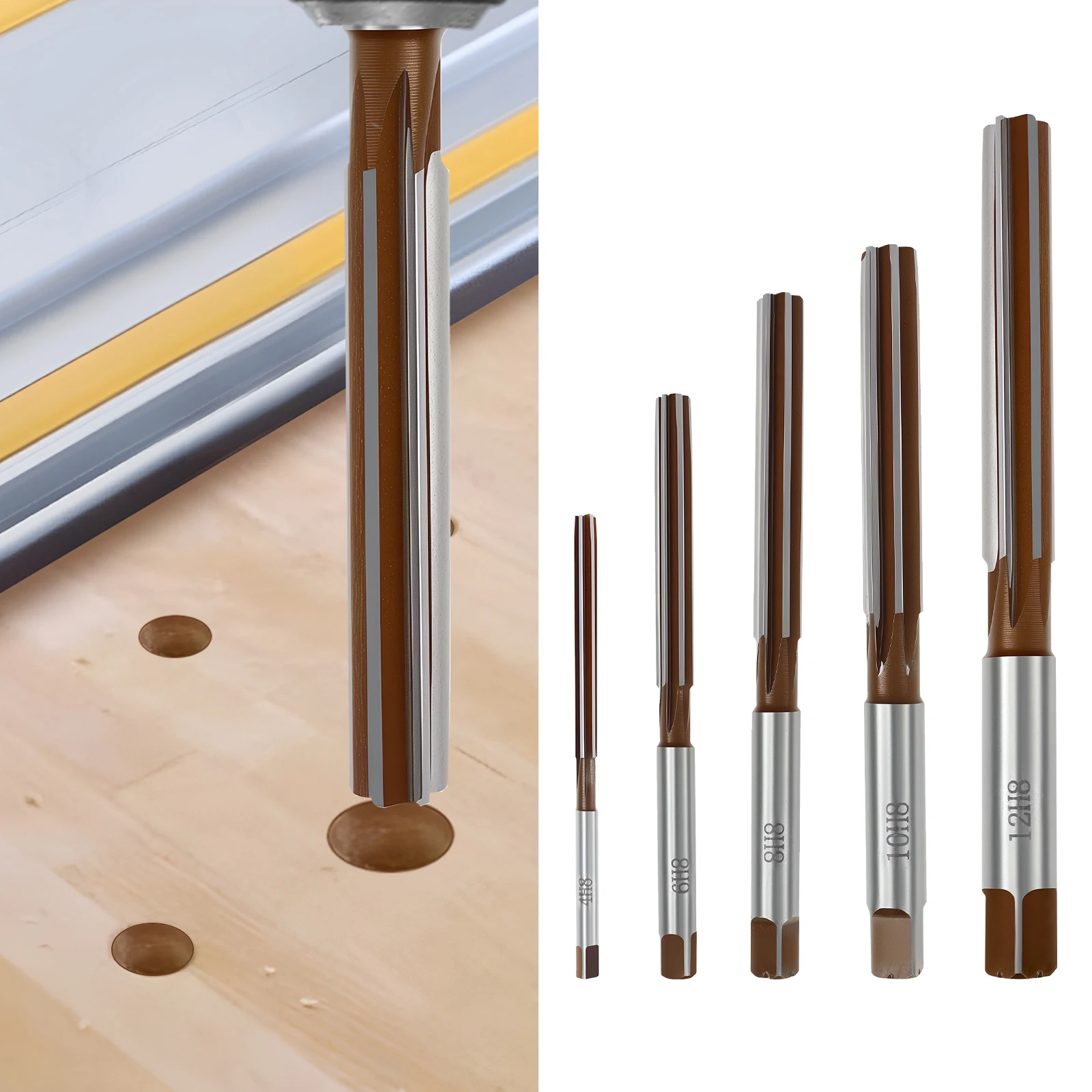 

5 шт., набор ручных разверток из легированной стали, прецизионная ручная развертка, износостойкий режущий инструмент с прямой канавкой, эффективный для дерева