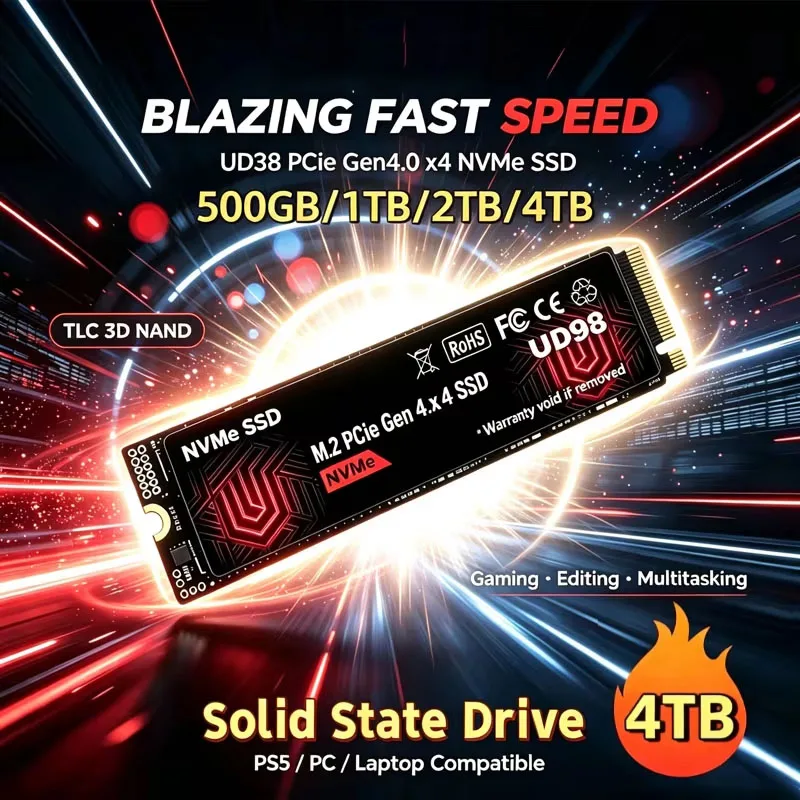 UD98 SSD NVMe M2 PCIe4.0 NVMe SSD 1TB 2TB PCIe4.0 4TB Hard Drive Hard Drives Hdd Disk Hd for Laptop Desktop PS4 PS5