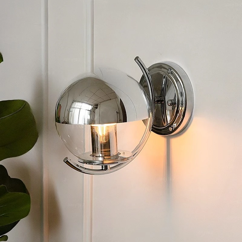 

Indoor wall lamp Modern minimalist silver space planet ball wall Living room minimalist bedroom bedside lamp