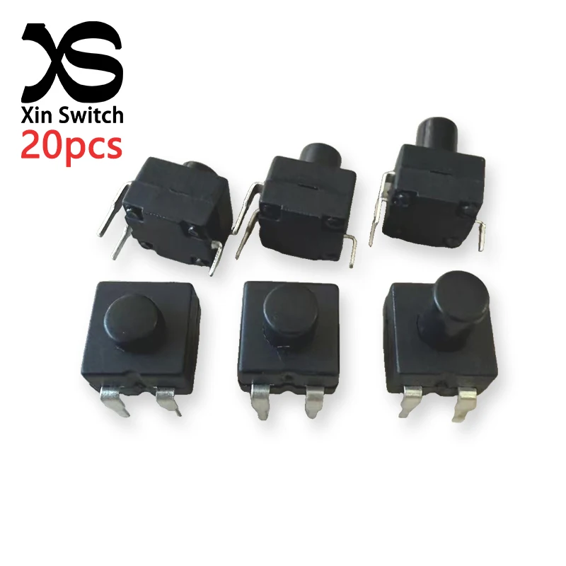 20PCS 8008-213BS ON-ON-OFF  8.3*8.3 Handle Height 8.3/10.3/12.5mm 3-Pin DC 30V 0.5A Square Button Flashlight Cylinder Switch