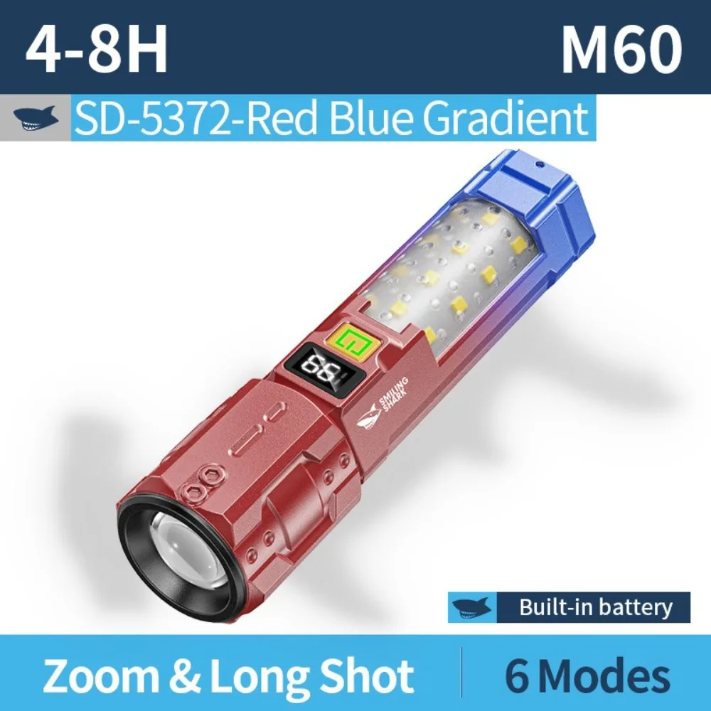 

Strong Light LED Display Flashlight Digital Display Long-Range Telescopic Zoom Torch Waterproof Rechargeable