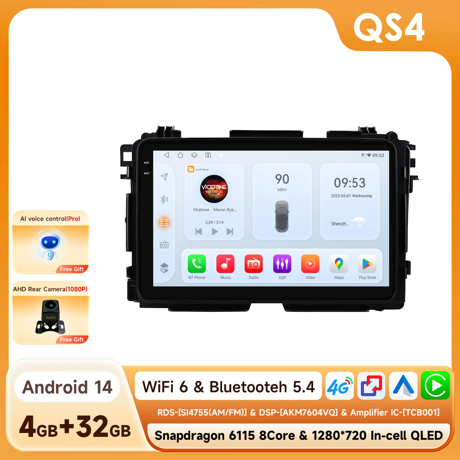 CarPlay Android Auto autoradio voor Honda Vezel HR-V HRV XRV 2013 - 2022 GPS Intelligent Systems Stereo Multimedia Autoradio 4G