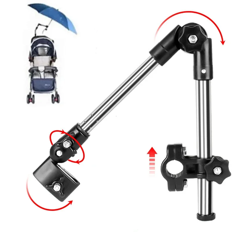 Stroller Bicycle Pram Swivel Umbrella Connector Stroller Holder Any Angle Stainless Steel Umbrella Holder Rain Gear Tool