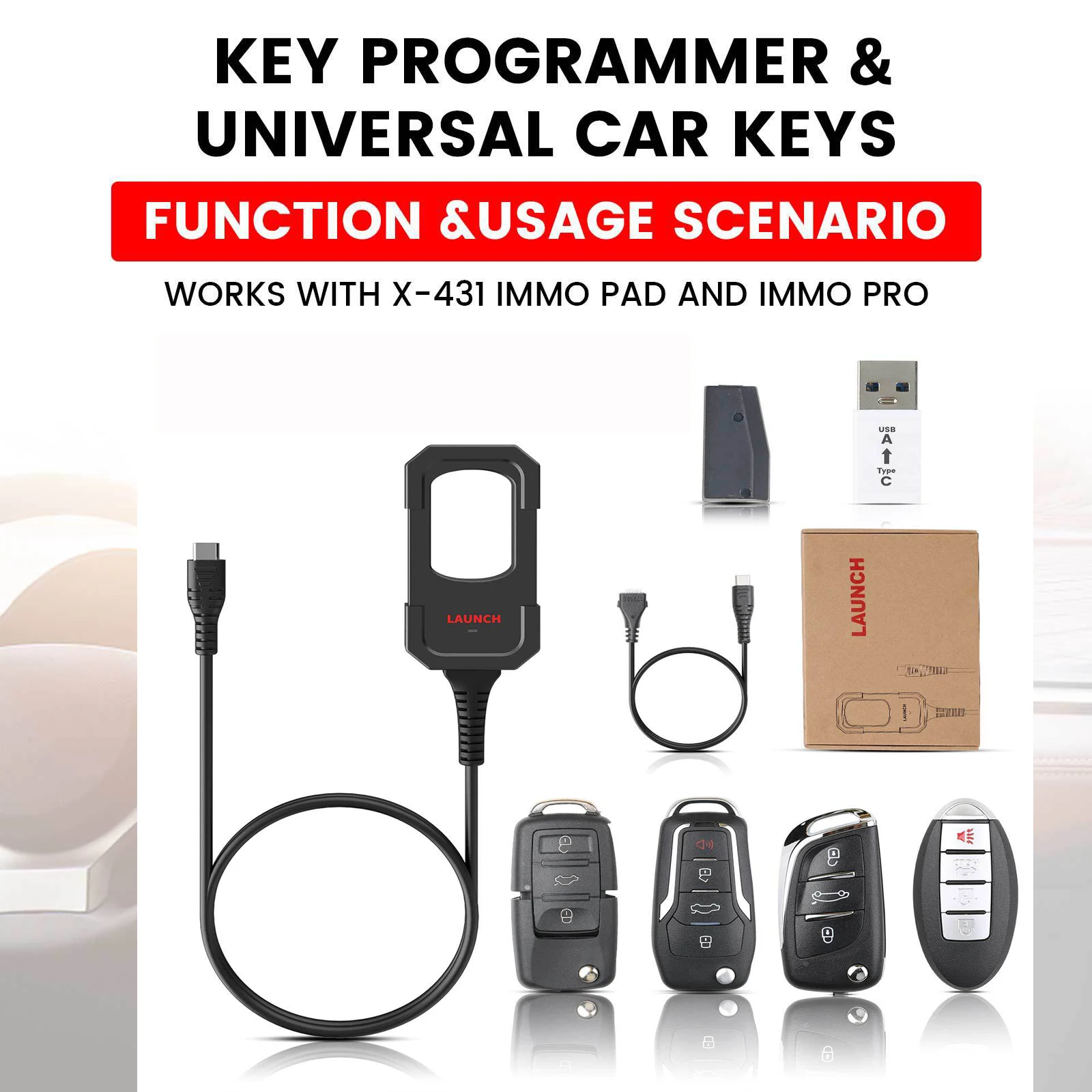 LAUNCH X431 Key Programmer  x 4 Keys Set IMMO Programming Remote Smart Key Remote Maker with IMMO Plus / IMMO ELITE