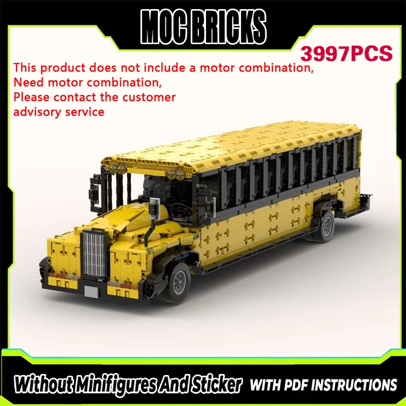 

City Car Model MOC Building Bricks American School Yellow Bus Modular Technology Gifts Holiday Assemble Children Toys Suit
