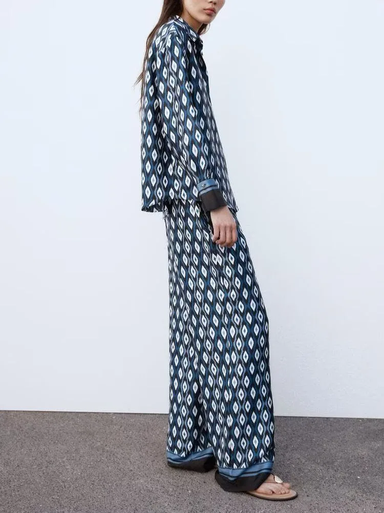 طقم نسائي جديد لربيع 2025 يتكون من قميص بياقة مقلوبة وبنطلون طويل كاجوال بأكمام طويلة، زي عمل وزي مدرسي #3