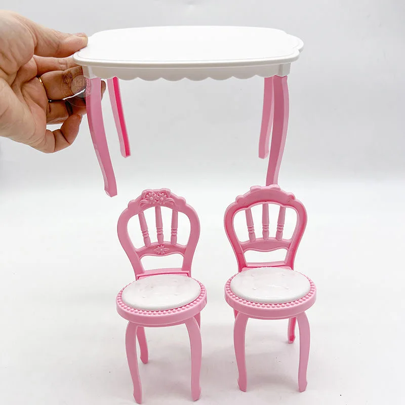 1/12 Dollhouse Decoration Miniature Furniture Toys Simulation 1 Dining Table and 2 Chairs Set 1/6 1/12 BJDDoll Accessories