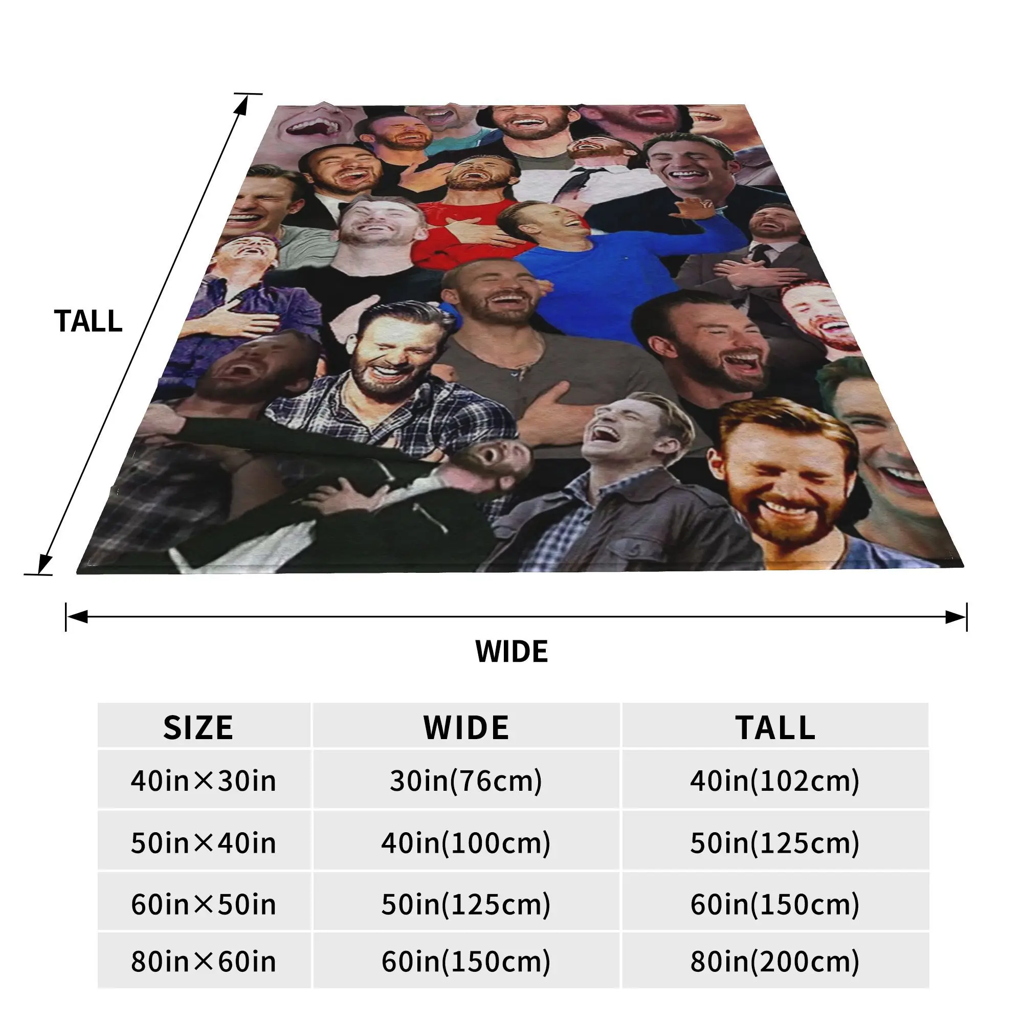 Chris Evans Laughing Blanket Soft Warm Flannel Throw Blanket Plush for Bed Living room Picnic Travel Home Couch