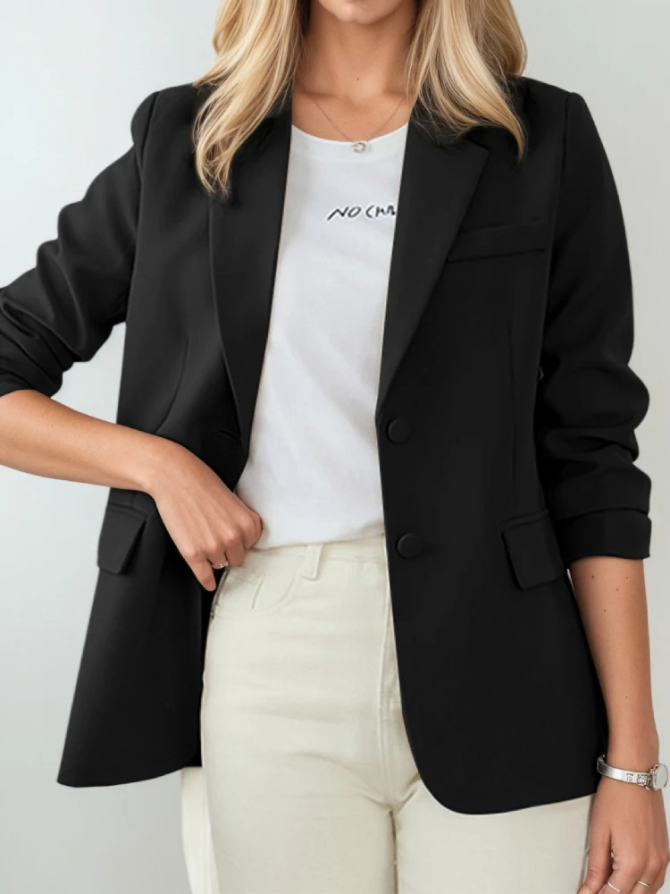 2025ZANZEA Herbst Frauen Blazer Anzüge Revers Hals Langarm Blazer Feste Dünne Mäntel Jacken Weibliche OL Arbeit Outwear Oversize