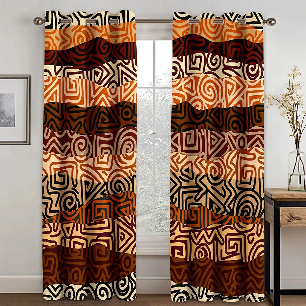 African Women's Art Abstract Design Free Shipping 2 Pieces Thin Shading Window Curtain for Living Room Bedroom Decor