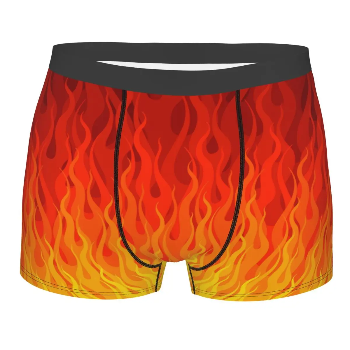 

Мужские трусы-боксеры на заказ, сексуальные, с 3D-принтом, красные, с узором «горящие пламена», дышащие