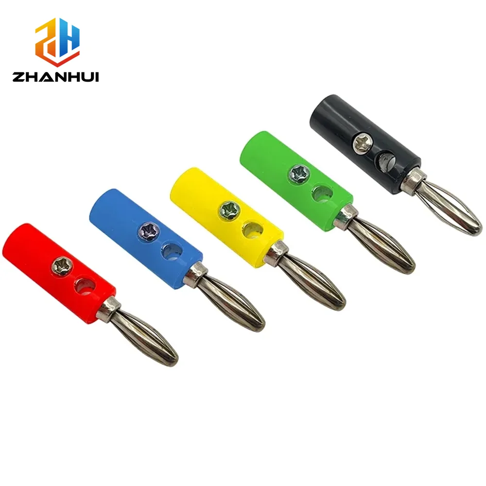 5Pcs 4mm Banana Plug Connector Audio Speaker Adapter DIY Test Screw Type Banana Plugs Connectors Black Red Green Blue Yellow